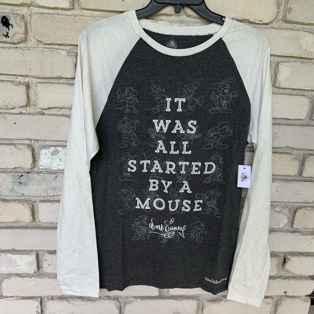 Mickey Mouse graphic “Was All Started By A Mouse” new shirt  size M
NWT